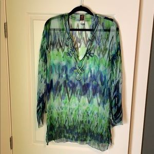 Jean Paul Gaultier Soleil Fuzzi Sheer Caftan